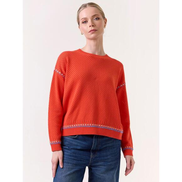 NEW WISPR selene stitch crew sweater in poppy